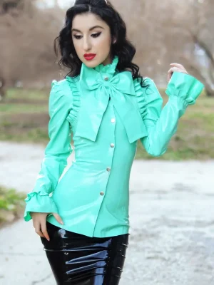 Latex Big Bow Tailored Cocktail Shirt