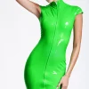 Latex Bodycon High-Necked Long-Sleeved Micro Dress Latex Bodycon High-Necked Long-Sleeved Micro Dress