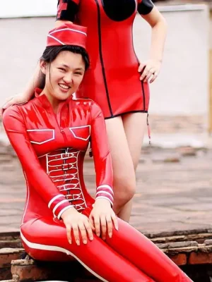 Latex Cinched Red Corset Latex Cinched Red Corset