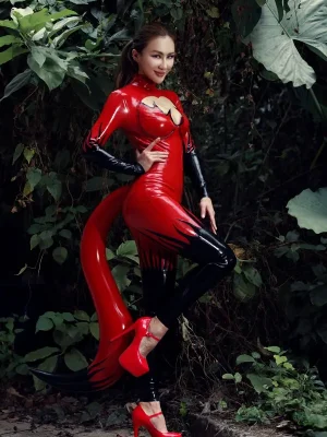 Latex Devil-icious Inflatable Tail Costume Catsuit Latex Devil-icious Inflatable Tail Costume Catsuit