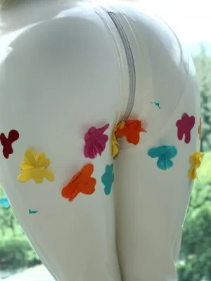 Latex Fanciful Flowers Catsuit