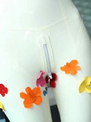 Latex Fanciful Flowers Catsuit