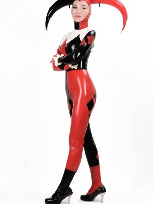 Latex Female Jester Catsuit Latex Female Jester Catsuit