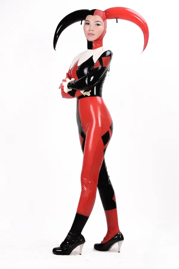 Latex Female Jester Catsuit Latex Female Jester Catsuit