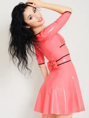 Latex Flared-Skirt Mini Dress