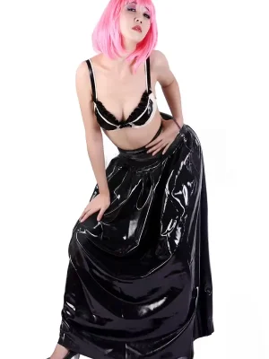 Latex Flowy Maxi Skirt