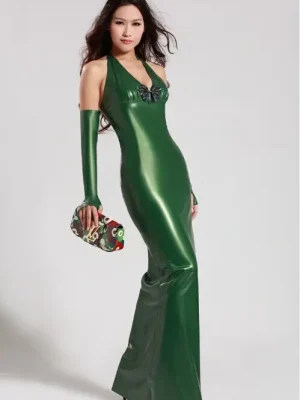 Latex Full-Length Formal Prom Dress