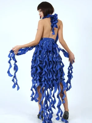 Latex In A Twist Halter-Neck Cocktail Dress