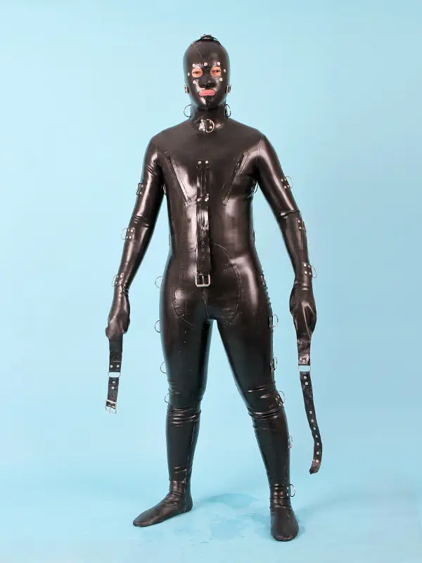 Latex Mens 0.8mm Buckled Up Gimp Suit Catsuit Latex Mens 0.8mm Buckled Up Gimp Suit Catsuit