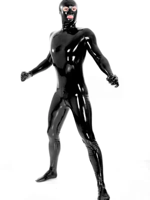 Latex Mens 3-Way T-Shape Back Zipper Hooded Catsuit Latex Mens 3-Way T-Shape Back Zipper Hooded Catsuit