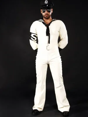 Latex Mens Anchors Aweigh Sailor Suit Catsuit Latex Mens Anchors Aweigh Sailor Suit Catsuit