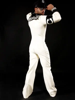 Latex Mens Anchors Aweigh Sailor Suit Catsuit Latex Mens Anchors Aweigh Sailor Suit Catsuit
