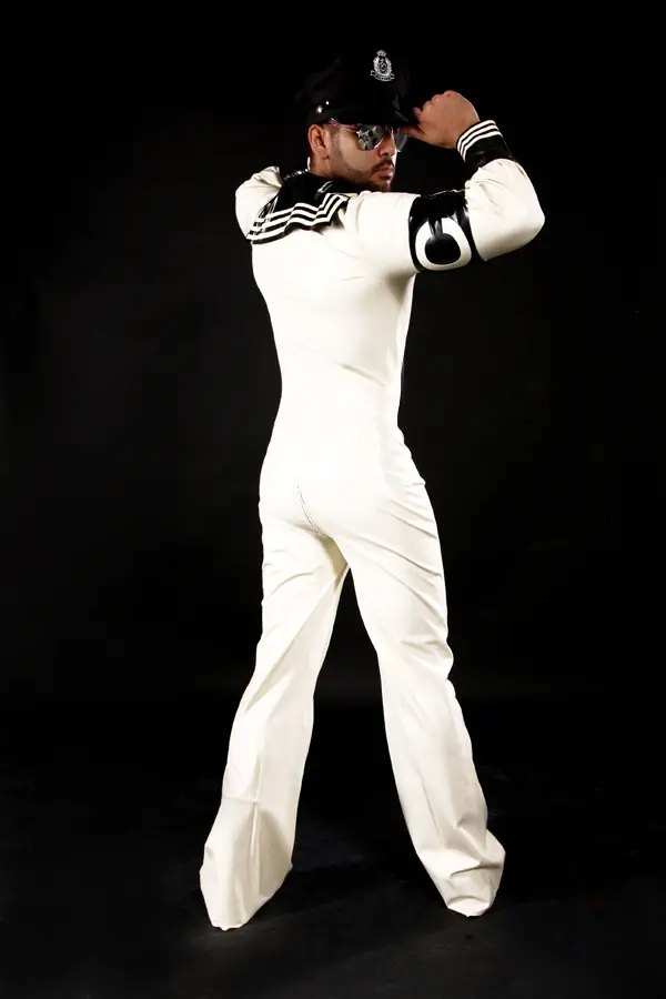 Latex Mens Anchors Aweigh Sailor Suit Catsuit Latex Mens Anchors Aweigh Sailor Suit Catsuit