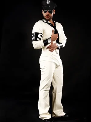 Latex Mens Anchors Aweigh Sailor Suit Catsuit Latex Mens Anchors Aweigh Sailor Suit Catsuit