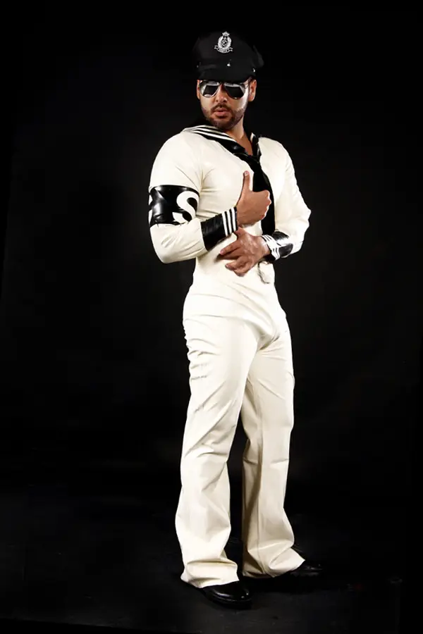 Latex Mens Anchors Aweigh Sailor Suit Catsuit Latex Mens Anchors Aweigh Sailor Suit Catsuit