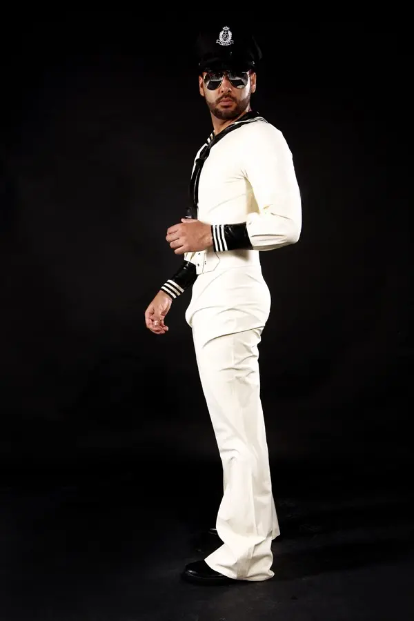 Latex Mens Anchors Aweigh Sailor Suit Catsuit Latex Mens Anchors Aweigh Sailor Suit Catsuit