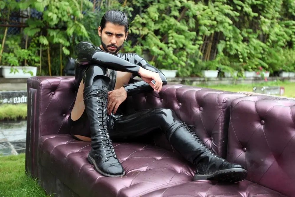Latex Mens Back Me Up Two Tones Catsuit Latex Mens Back Me Up Two Tones Catsuit