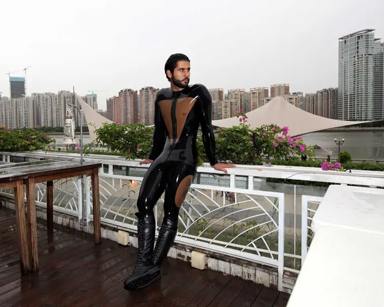 Latex Mens Back Me Up Two Tones Catsuit Latex Mens Back Me Up Two Tones Catsuit