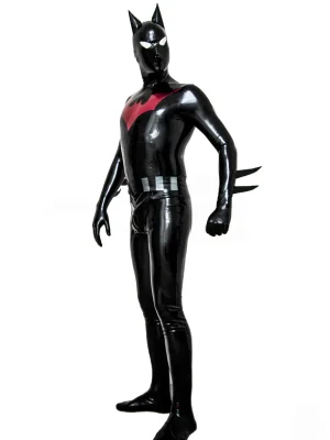 Latex Mens Bat-Mantra Super Hero Total Coverage Catsuit
