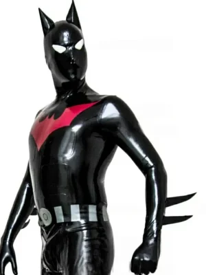 Latex Mens Bat-Mantra Super Hero Total Coverage Catsuit