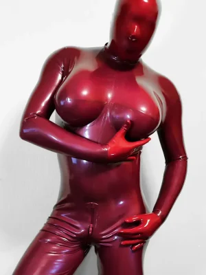 Latex Mens Boo-Boobs Breasts Catsuit Latex Mens Boo-Boobs Breasts Catsuit