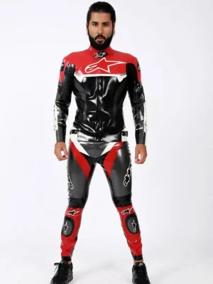 Latex Mens Brand Name Biker Jacket