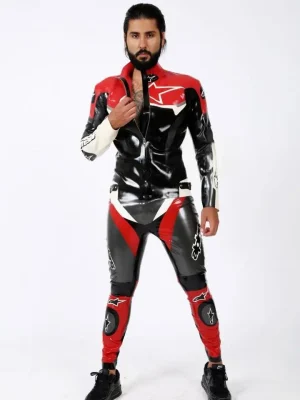 Latex Mens Brand Name Biker Jacket