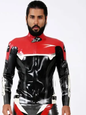 Latex Mens Brand Name Biker Jacket