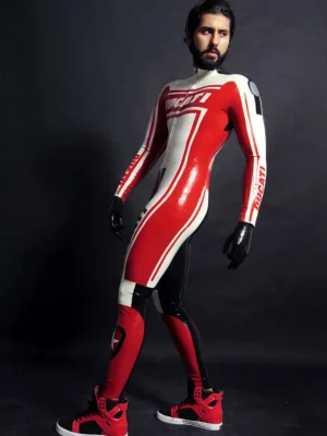 Latex Mens Brand Name MotoGP Biker Catsuit Version 10