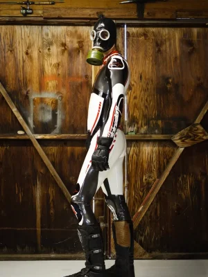 Latex Mens Brand Name MotoGP Biker Catsuit with Codpiece