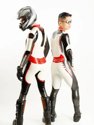 Latex Mens Brand Name MotoGP Biker Catsuit with Codpiece