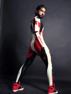 Latex Mens Brand Name MotoGP Biker Front-Zip Catsuit Latex Mens Brand Name MotoGP Biker Front-Zip Catsuit