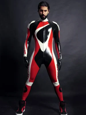 Latex Mens Brand Name MotoGP Biker Front-Zip Catsuit Latex Mens Brand Name MotoGP Biker Front-Zip Catsuit
