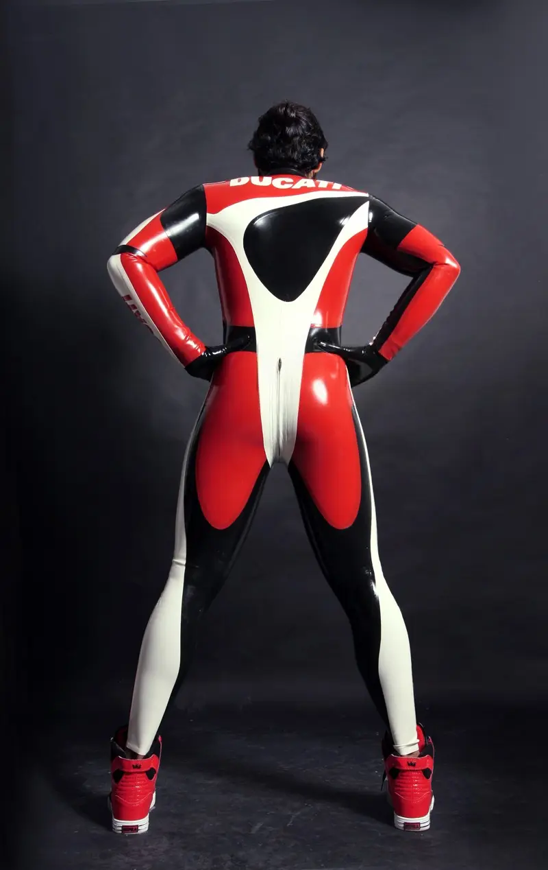 Latex Mens Brand Name MotoGP Biker Front-Zip Catsuit Latex Mens Brand Name MotoGP Biker Front-Zip Catsuit