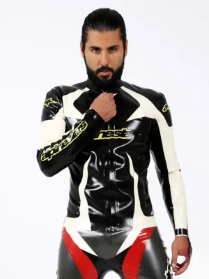 Latex Mens Branded Motorcycle Jacket