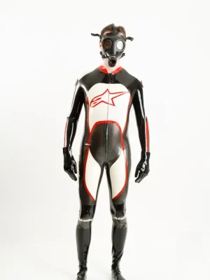 Latex Mens Brandname Biker Catsuit Version 9