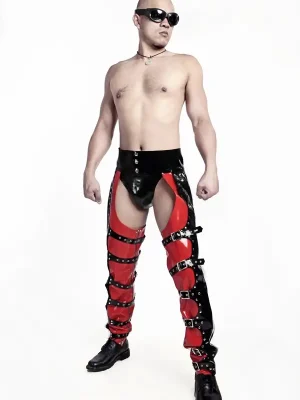 Latex Mens Buckled Bronco Chaps