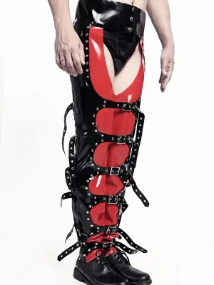 Latex Mens Buckled Bronco Chaps