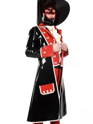 Latex Mens Captain Hook Pirate Costume Coat