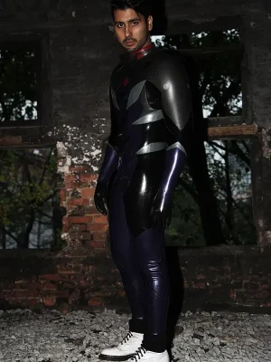 Latex Mens Celestial Back Zipper Catsuit With Feet Latex Mens Celestial Back Zipper Catsuit With Feet