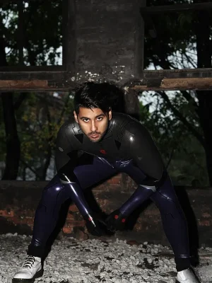Latex Mens Celestial Back Zipper Catsuit With Feet Latex Mens Celestial Back Zipper Catsuit With Feet