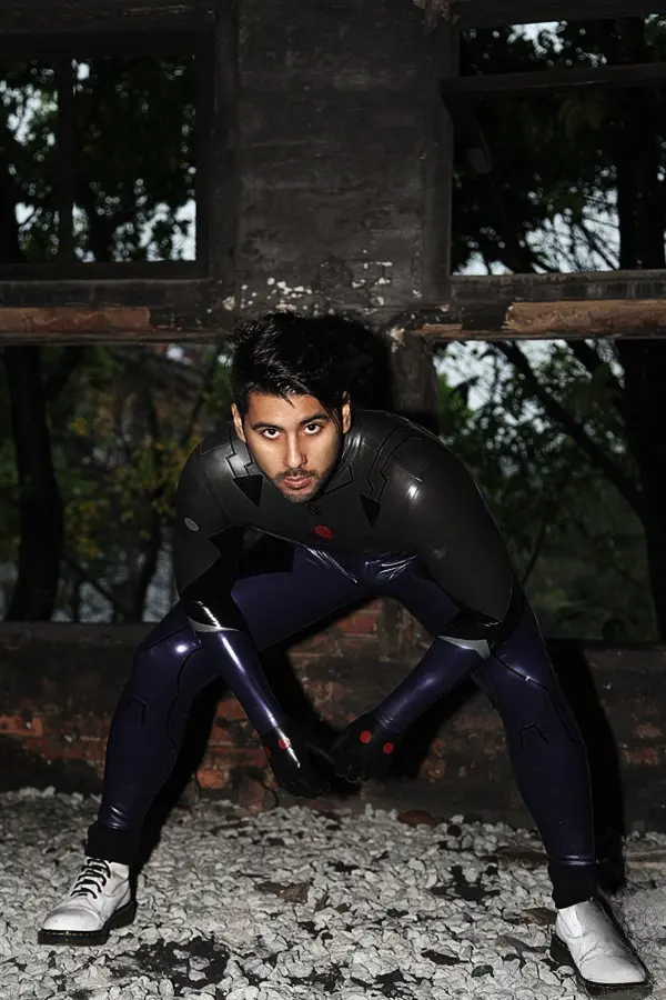 Latex Mens Celestial Back Zipper Catsuit With Feet Latex Mens Celestial Back Zipper Catsuit With Feet