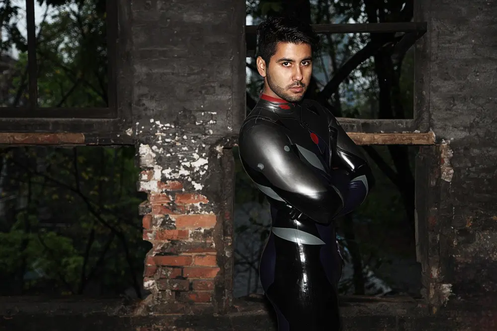 Latex Mens Celestial Back Zipper Catsuit With Feet Latex Mens Celestial Back Zipper Catsuit With Feet