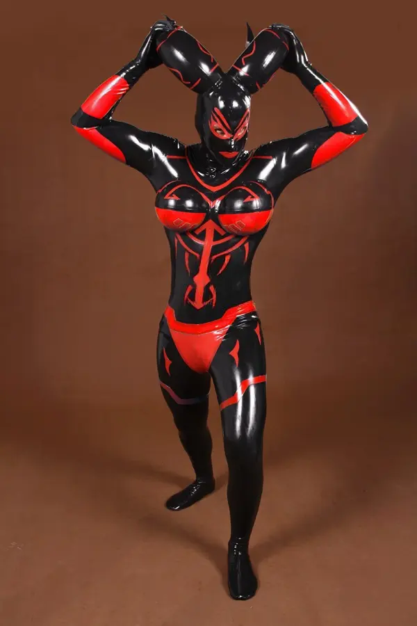 Latex Mens Cernunnos Inflatable Horns & Boobs Costume Suit Catsuit Latex Mens Cernunnos Inflatable Horns & Boobs Costume Suit Catsuit