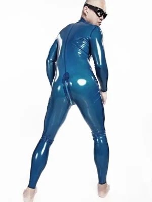 Latex Mens Chest Holes Front Zipper Catsuit Latex Mens Chest Holes Front Zipper Catsuit