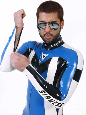 Latex Mens Classic Biker Moto Catsuit Version 21 Latex Mens Classic Biker Moto Catsuit Version 21