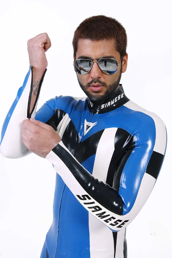 Latex Mens Classic Biker Moto Catsuit Version 21 Latex Mens Classic Biker Moto Catsuit Version 21