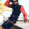 Latex Mens Collarless Zipped Long-sleeved Jacket