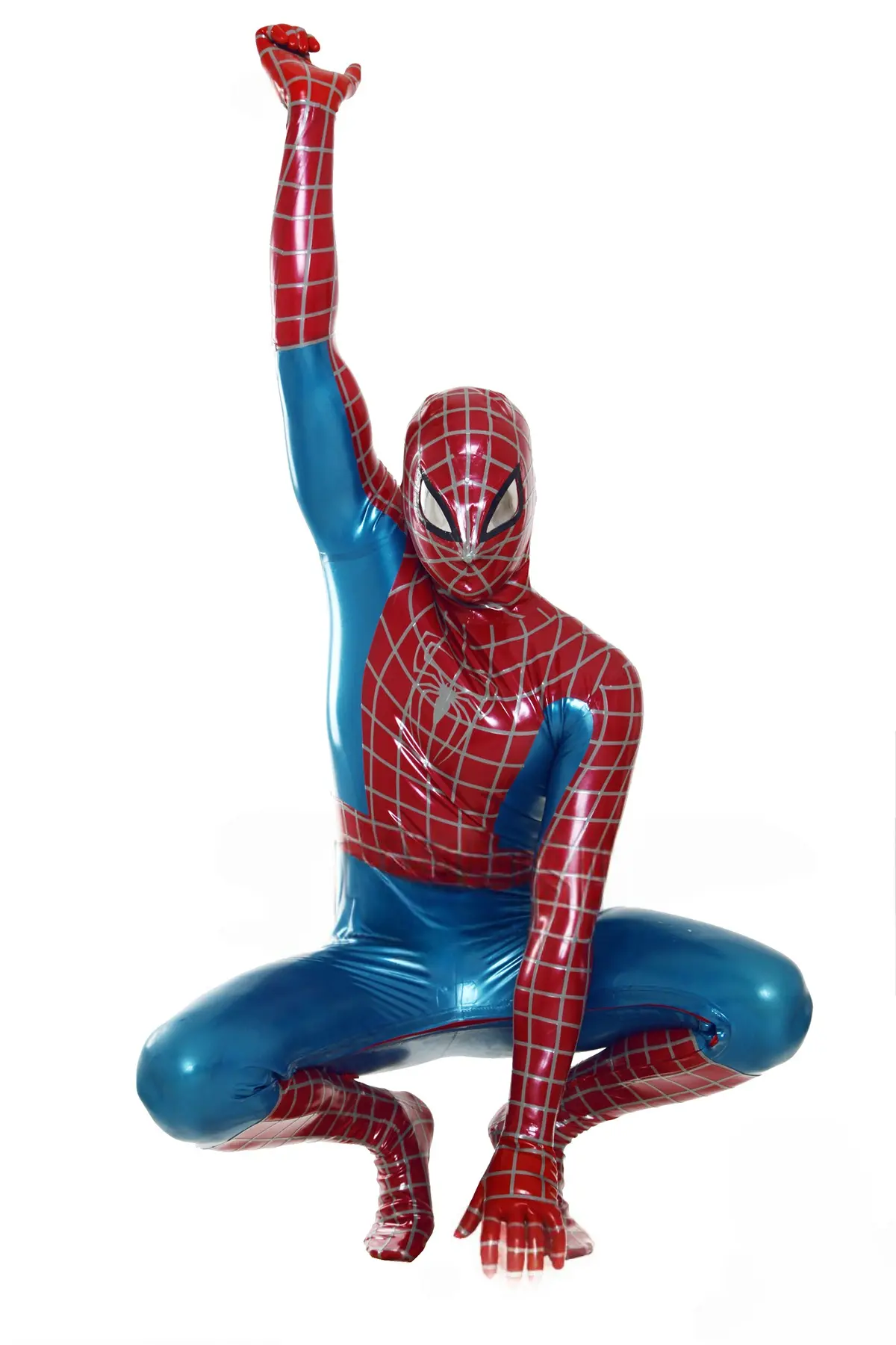 Latex Mens Cosplay Red Spider Total Coverage Catsuit Latex Mens Cosplay Red Spider Total Coverage Catsuit