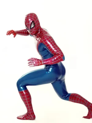 Latex Mens Cosplay Red Spider Total Coverage Catsuit Latex Mens Cosplay Red Spider Total Coverage Catsuit